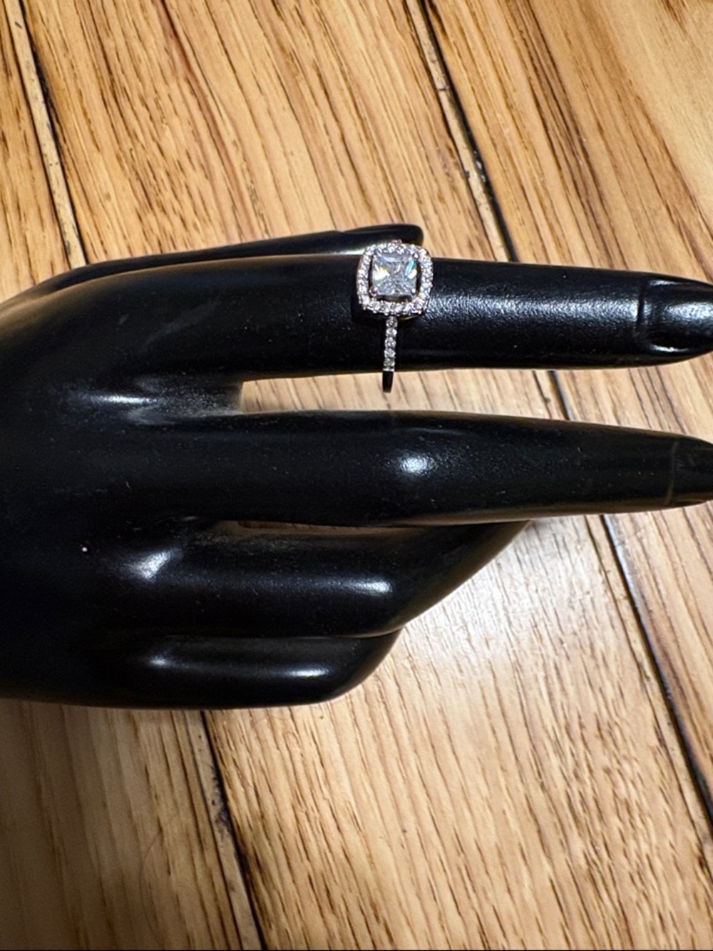 Halo Silver Cushion-Cut Clear CZ Halo Ring